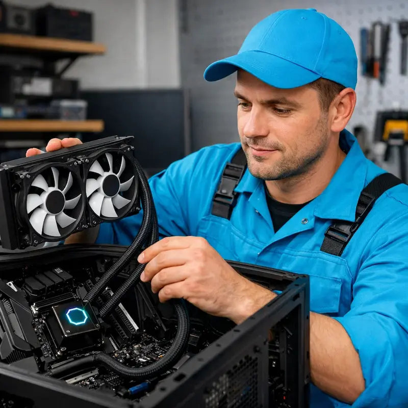 Установка водяного охлаждения на компьютер в Токсово