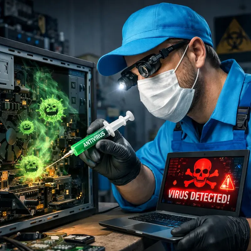 Лечение компьютера от вирусов в Токсово на дому